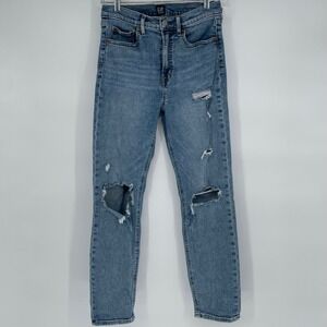 GAP Denim‎ Cigarette Jeans Women Size 4 27 R Distressed Blue Wash